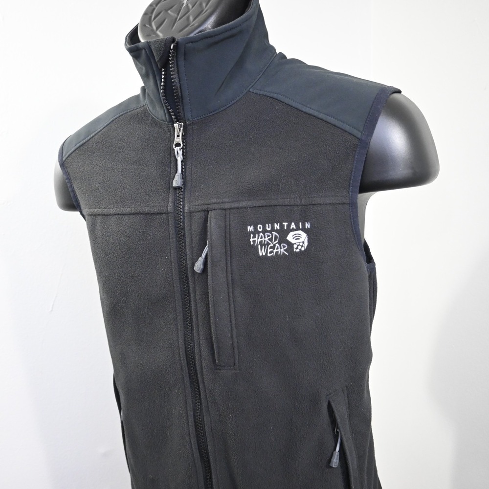 Mountain Hardware Full Zip Fleece Vest Black W/ Pockets Mens Size Small